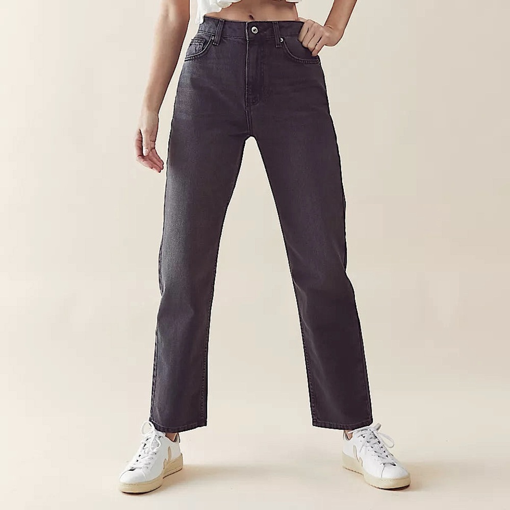 Free People Faded Black “Pacifica” High Rise Slim Straight Jeans